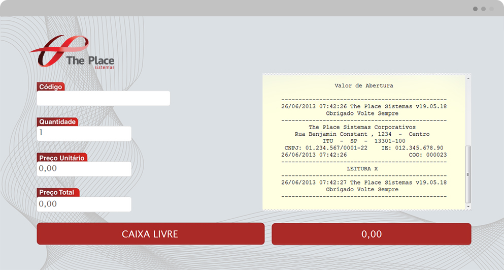 Foto mostrando uma página do sistema com formulário e nota fiscal - SoftPro Loja The Place